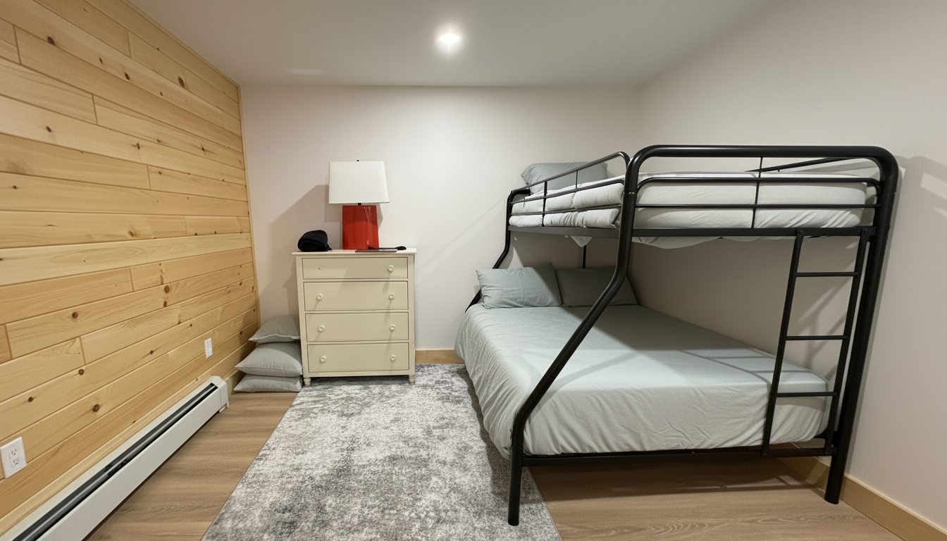 Adventure-ready bunk room: the ultimate cozy corner for the kids or extra friends to recharge.