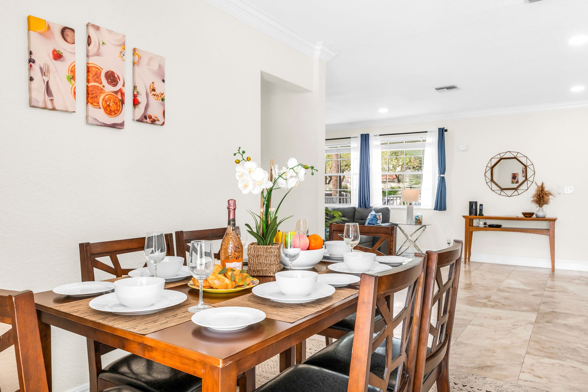 Spacious dining area just off the living room and kitchen, perfect for enjoying family meals and group gatherings.