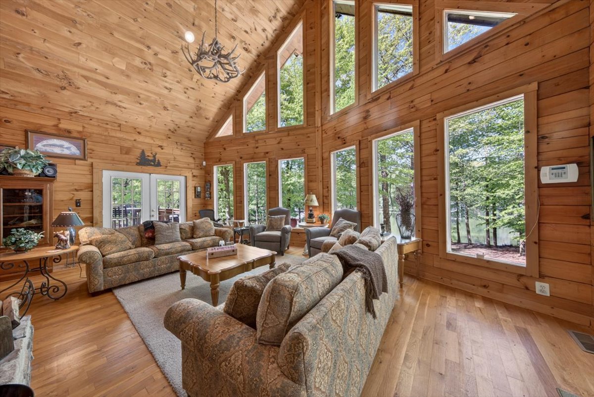 Living room with beautiful views of the water.