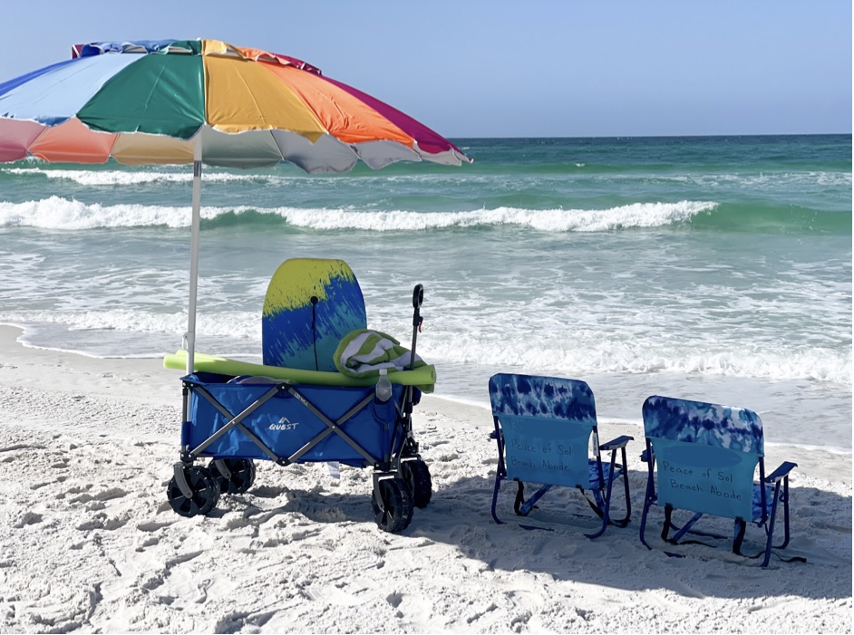 Complimentary use of beach wagon, umbrella, two beach chairs, and sand toys!