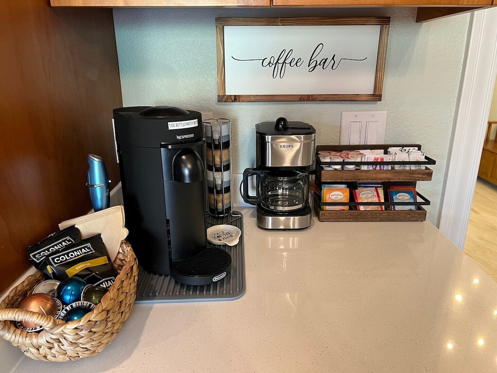 Coffee Bar? Yes, please! We offer a Nespresso machine & many accompaniments. 