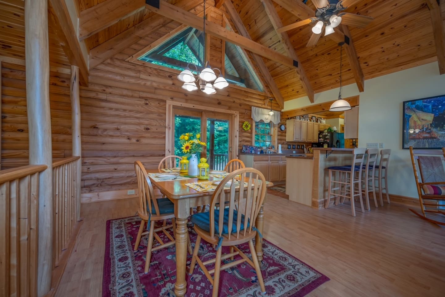 Dining area with bar stools