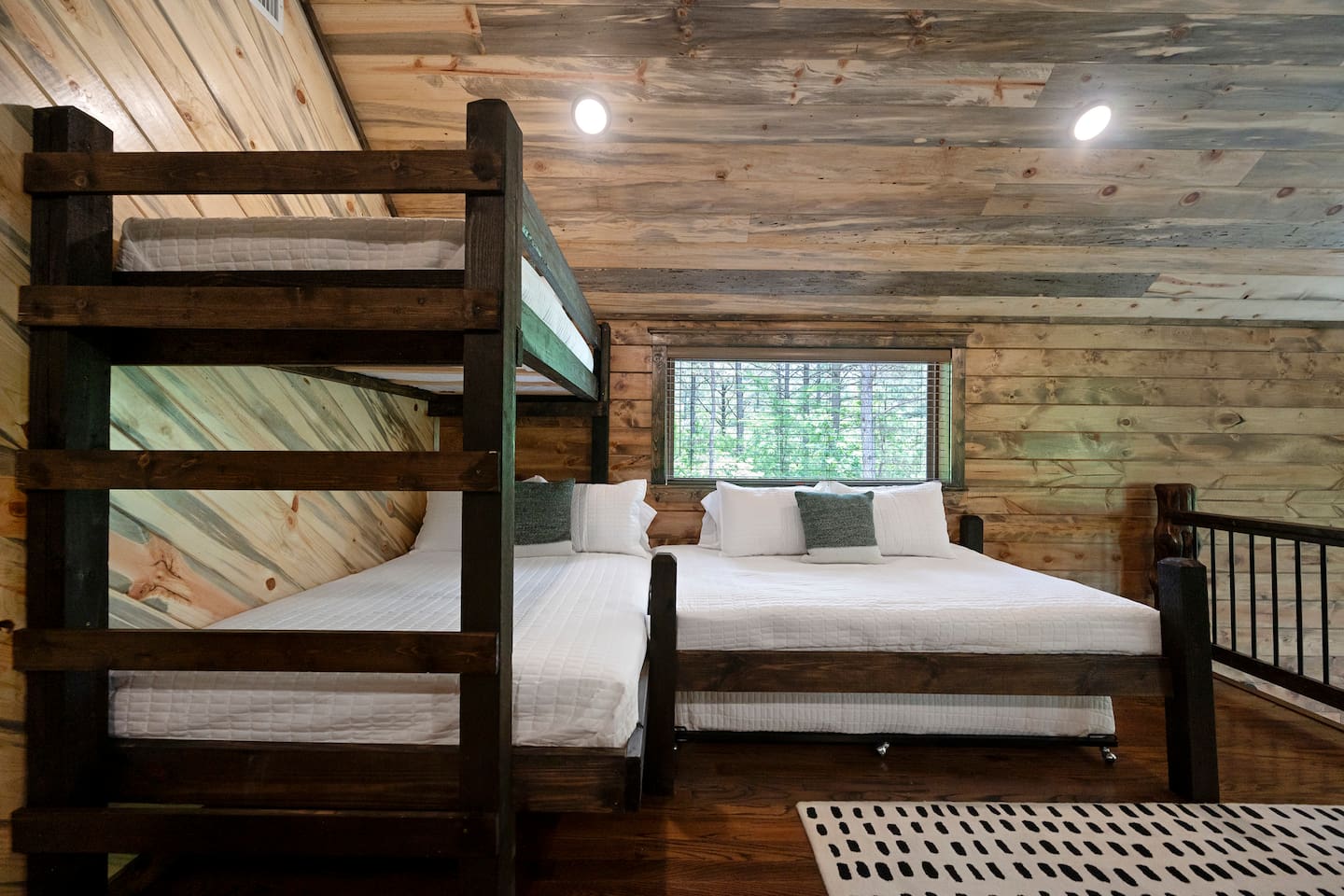 Cozy up in the loft with bunk beds for a fun, family-friendly sleeping space.