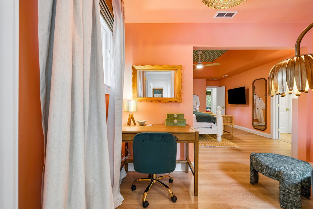 Private desk space where the dress code is pajamas