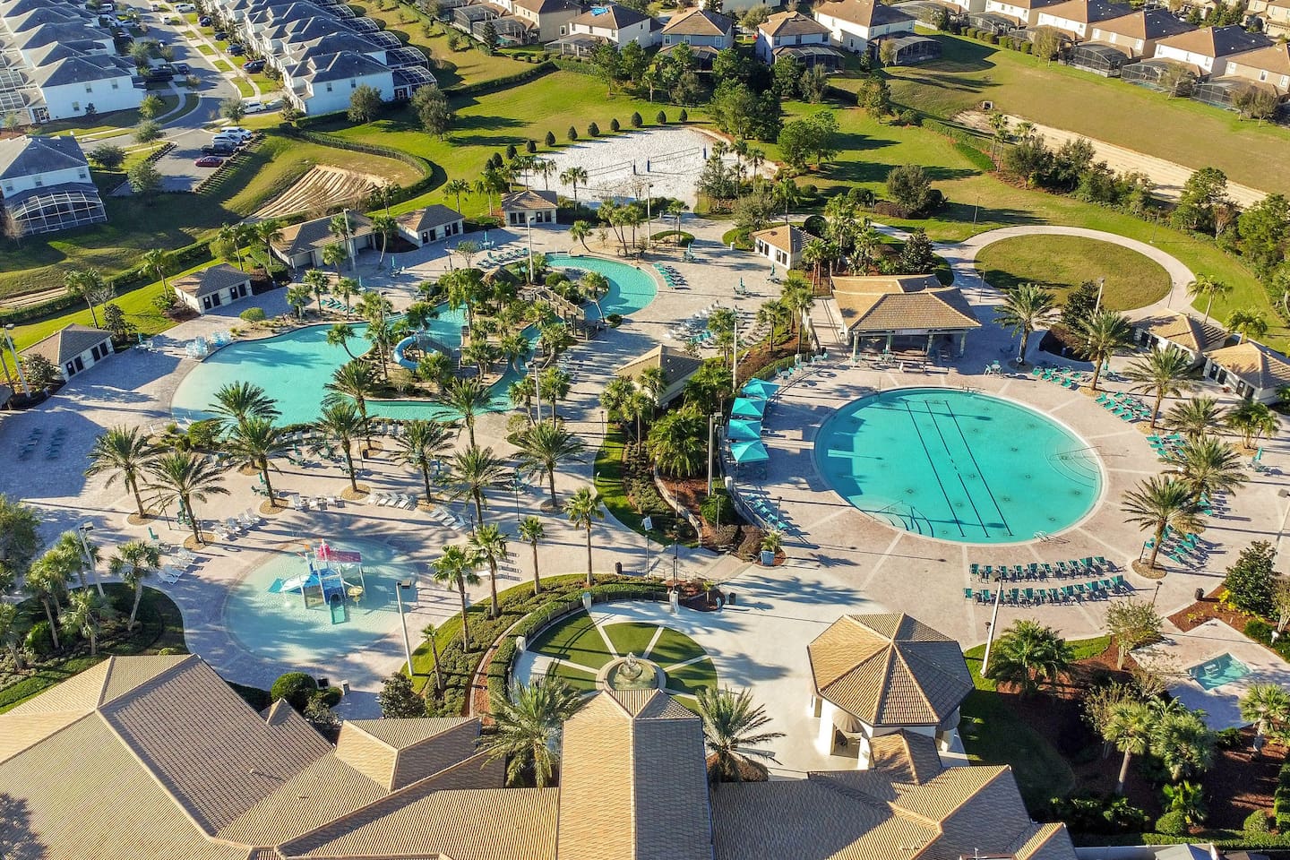 Aerial view of the Oasis Club spaces.