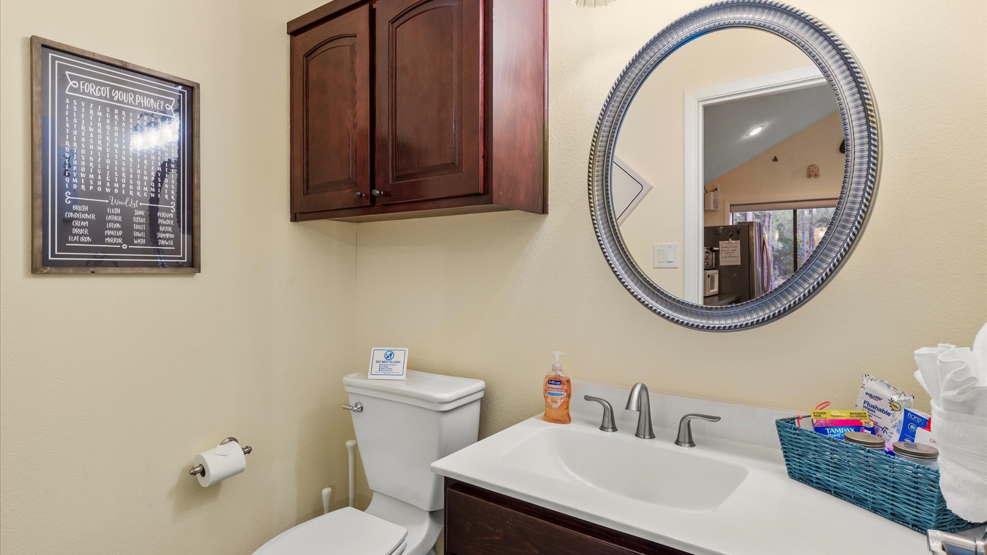 The Bonus Room includes its own private half bath—perfect for quick potty breaks between gaming sessions!