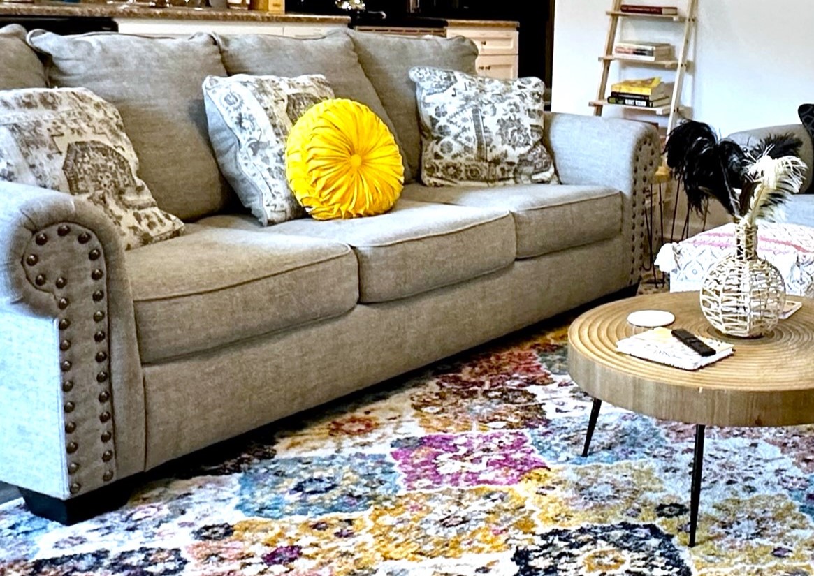 Sleeper sofa pulls out to easily sleep two adults