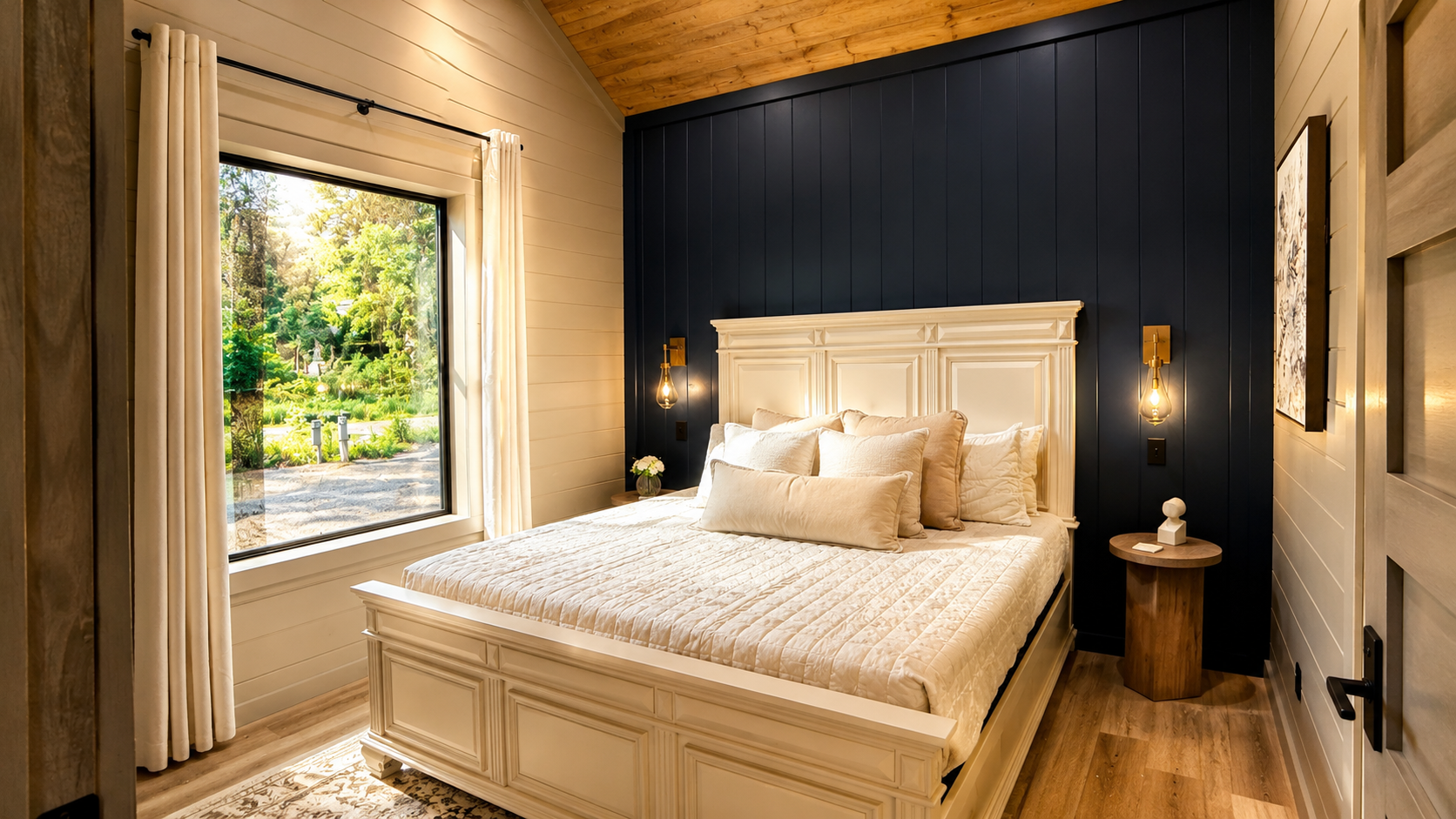 Bedroom Retreat: Elegant decor and tranquil views create the perfect escape for relaxation!
