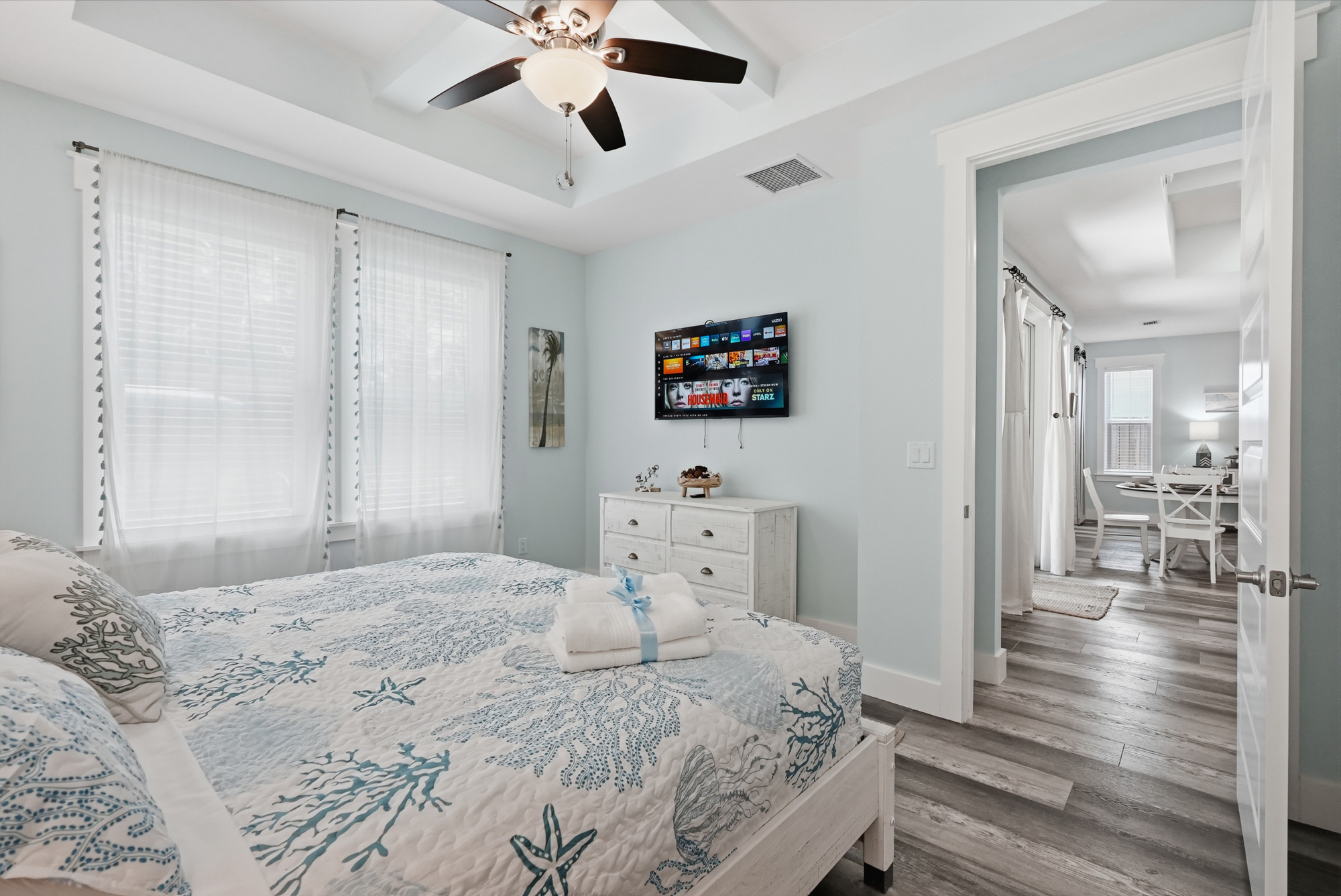 Kick back in privacy in your king bed and watch netflix or other streaming at the end of a long day.