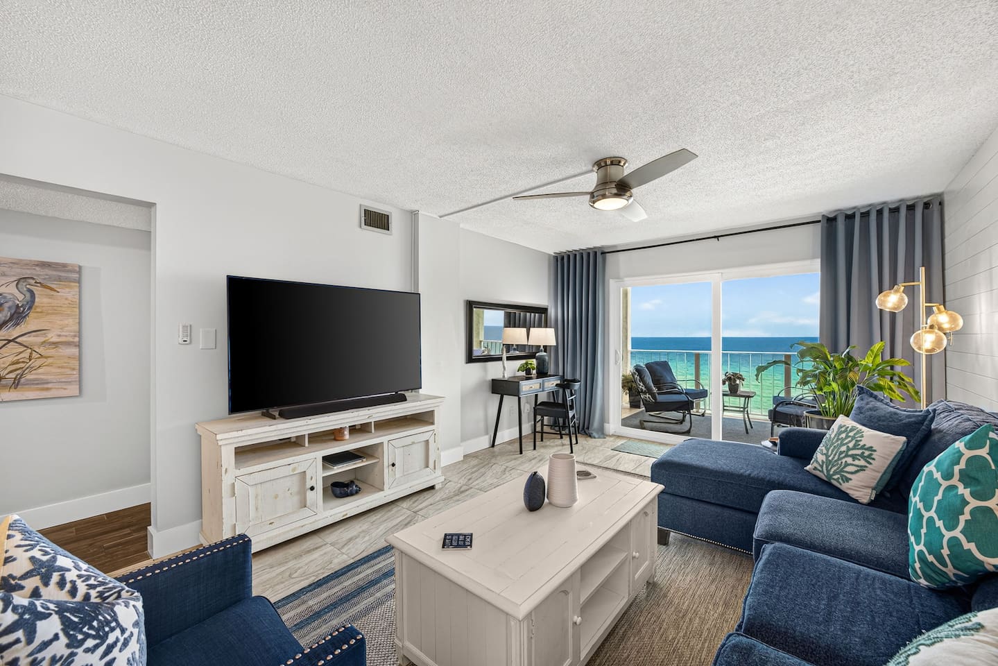 Enjoy Gulf views from spacious living room