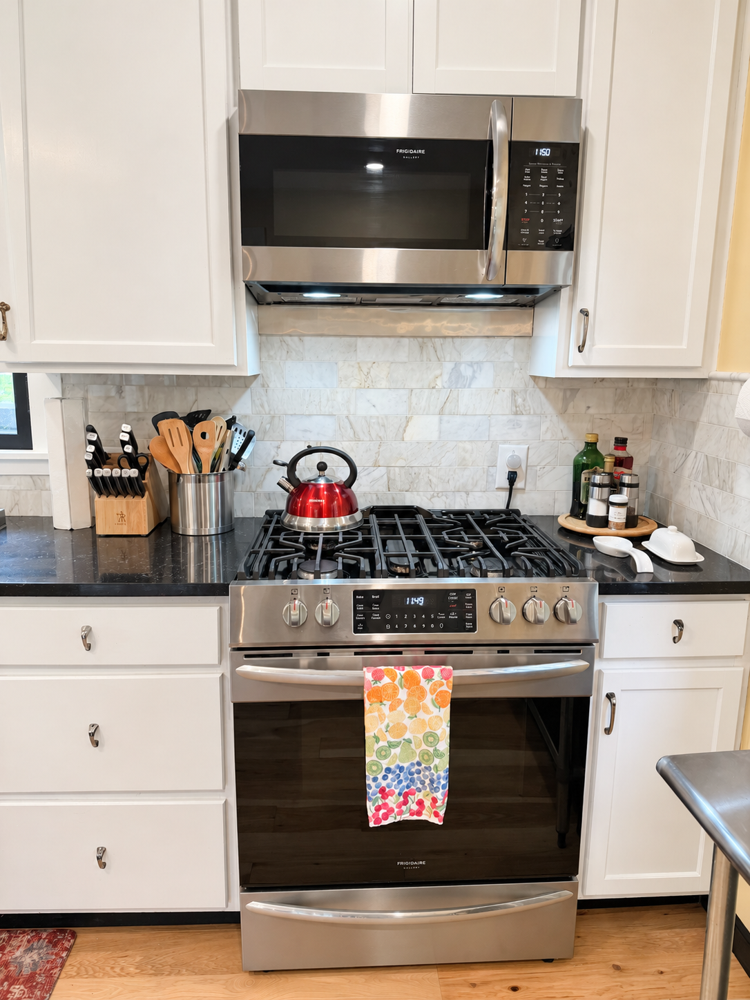 Whip up a wonderful dinner for your group in this immaculate kitchen with a gas stove.