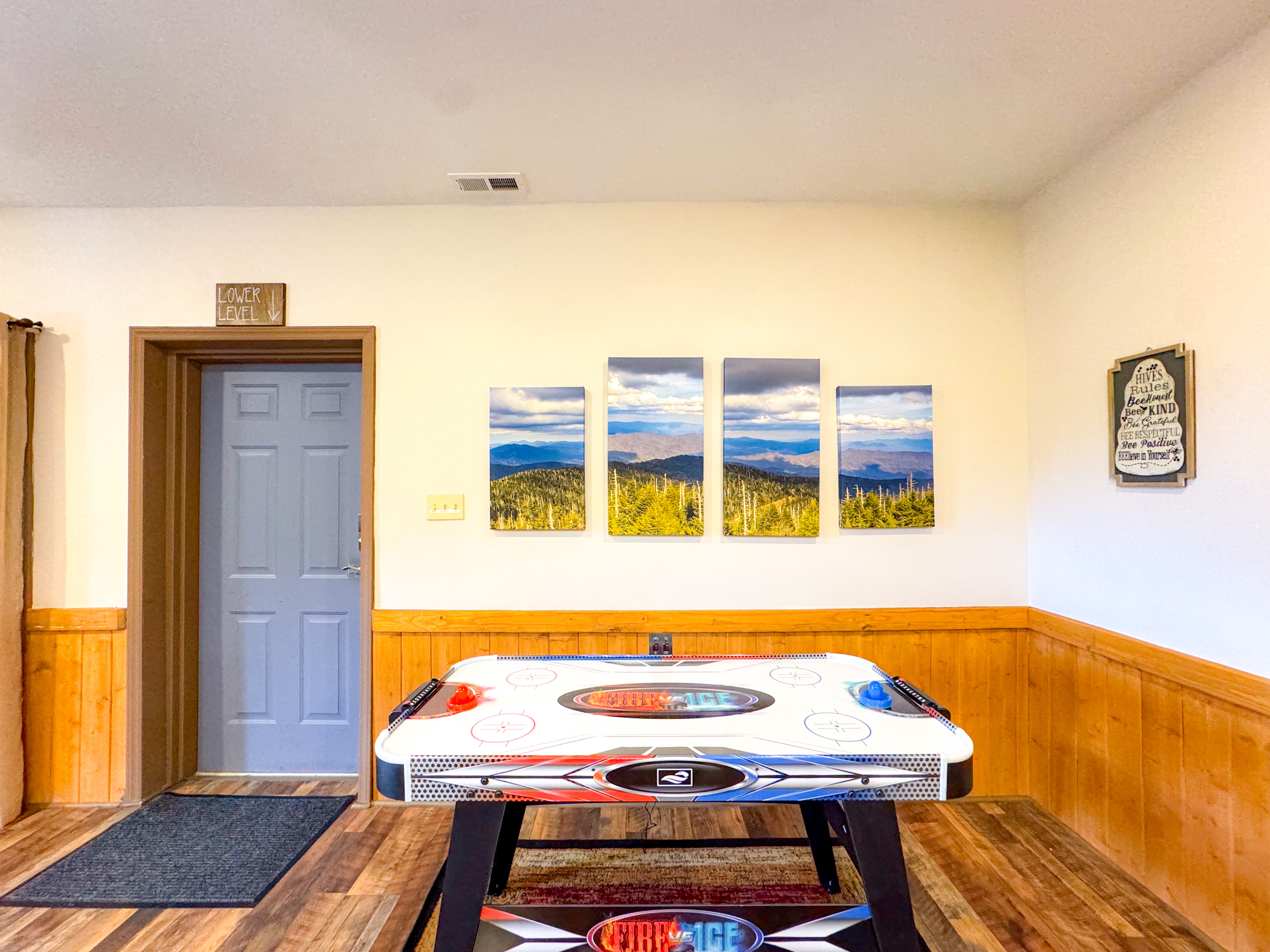Air Hockey table in the game room