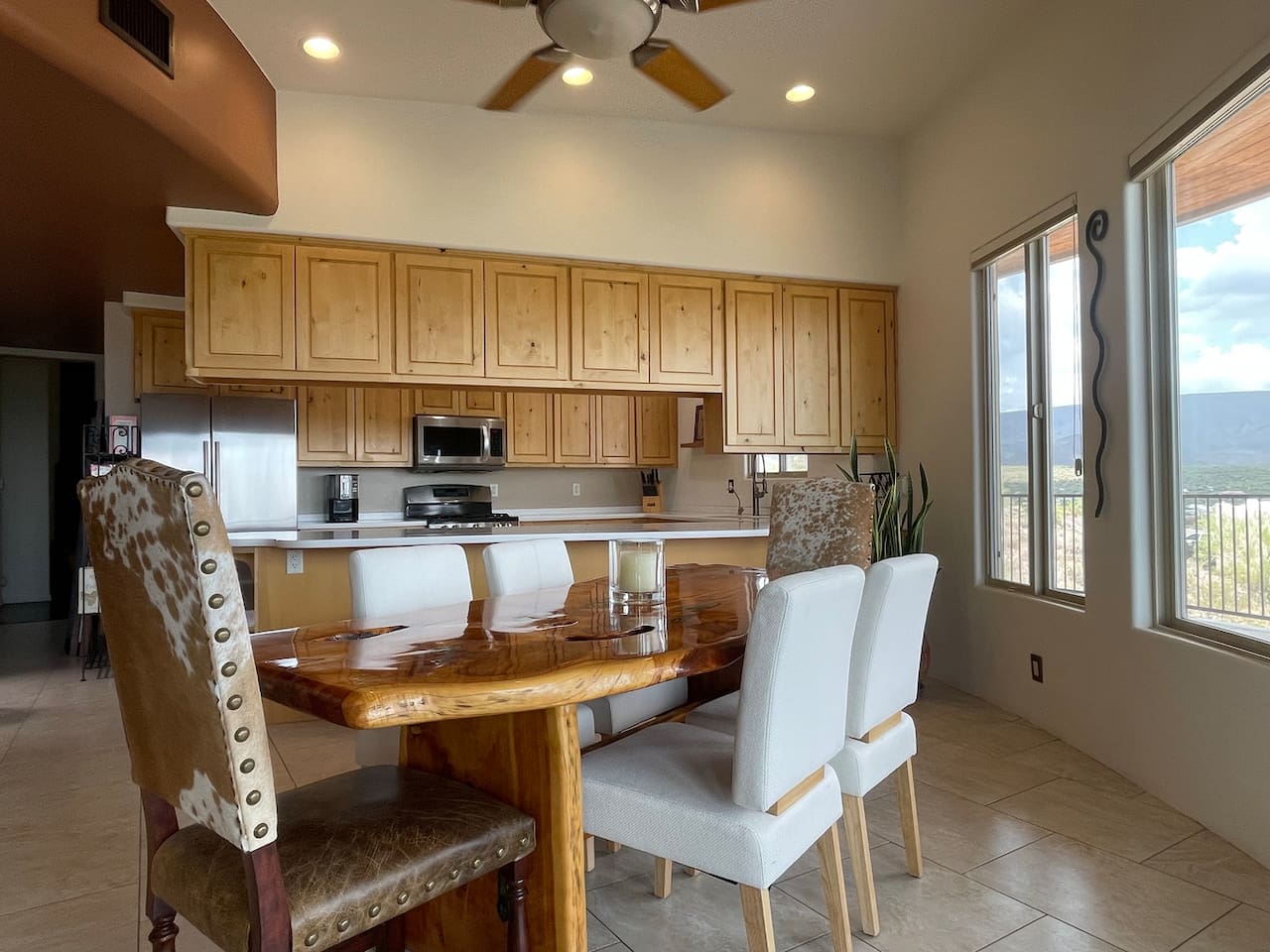 Keep meals easy with the dining table set just steps from the kitchen.