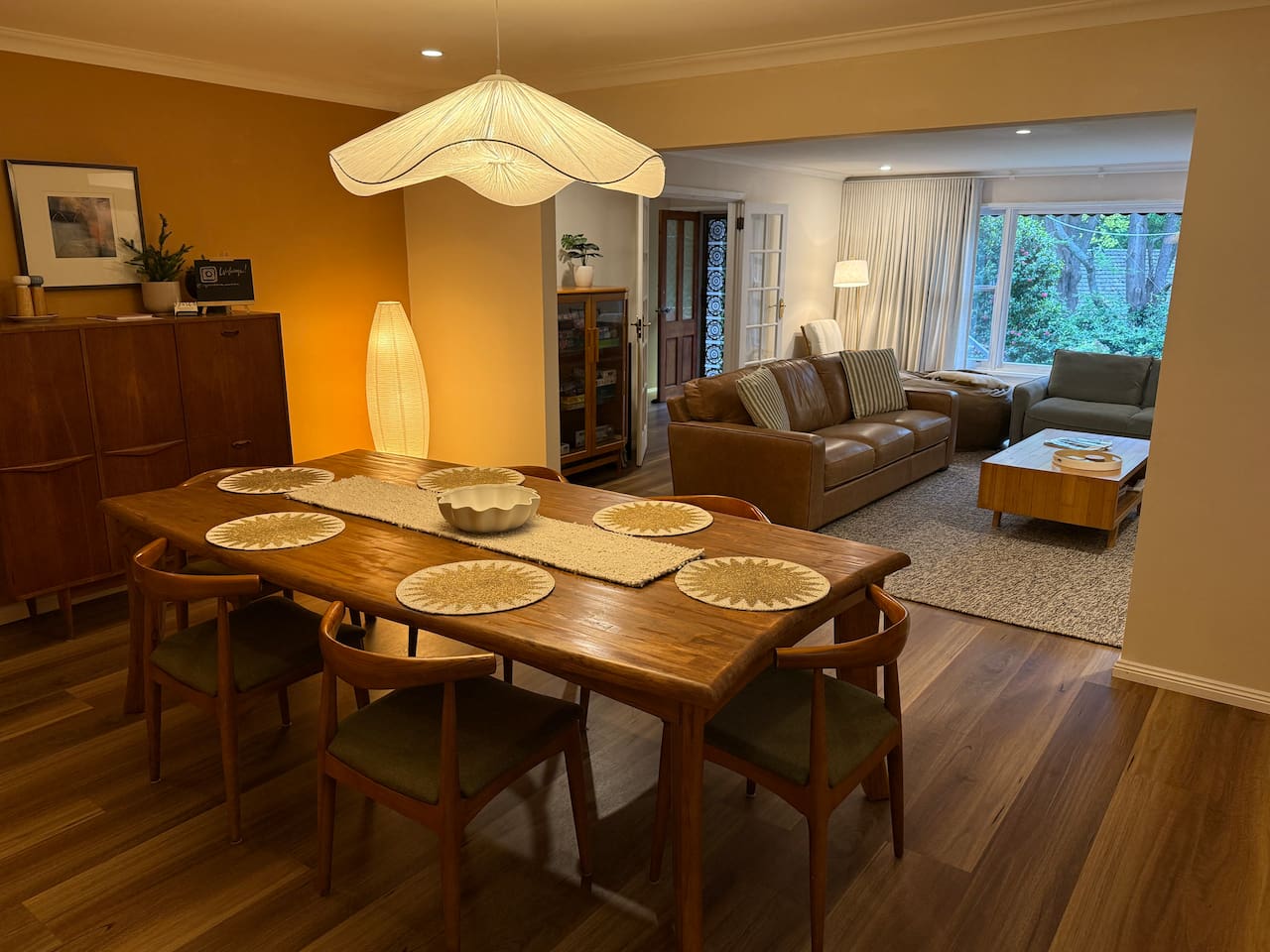 The open-plan living and dining