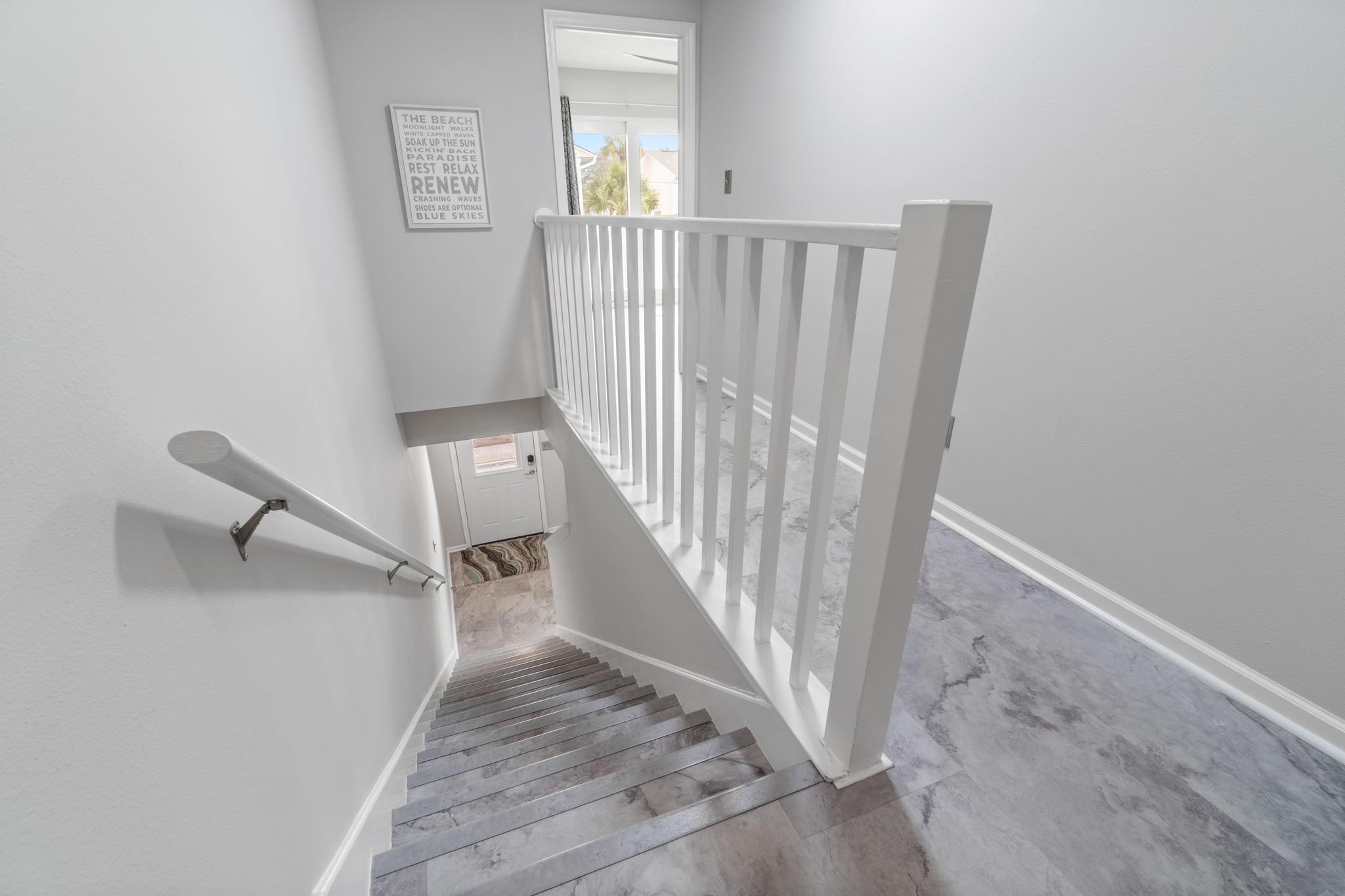 The view down the steps from 2nd level