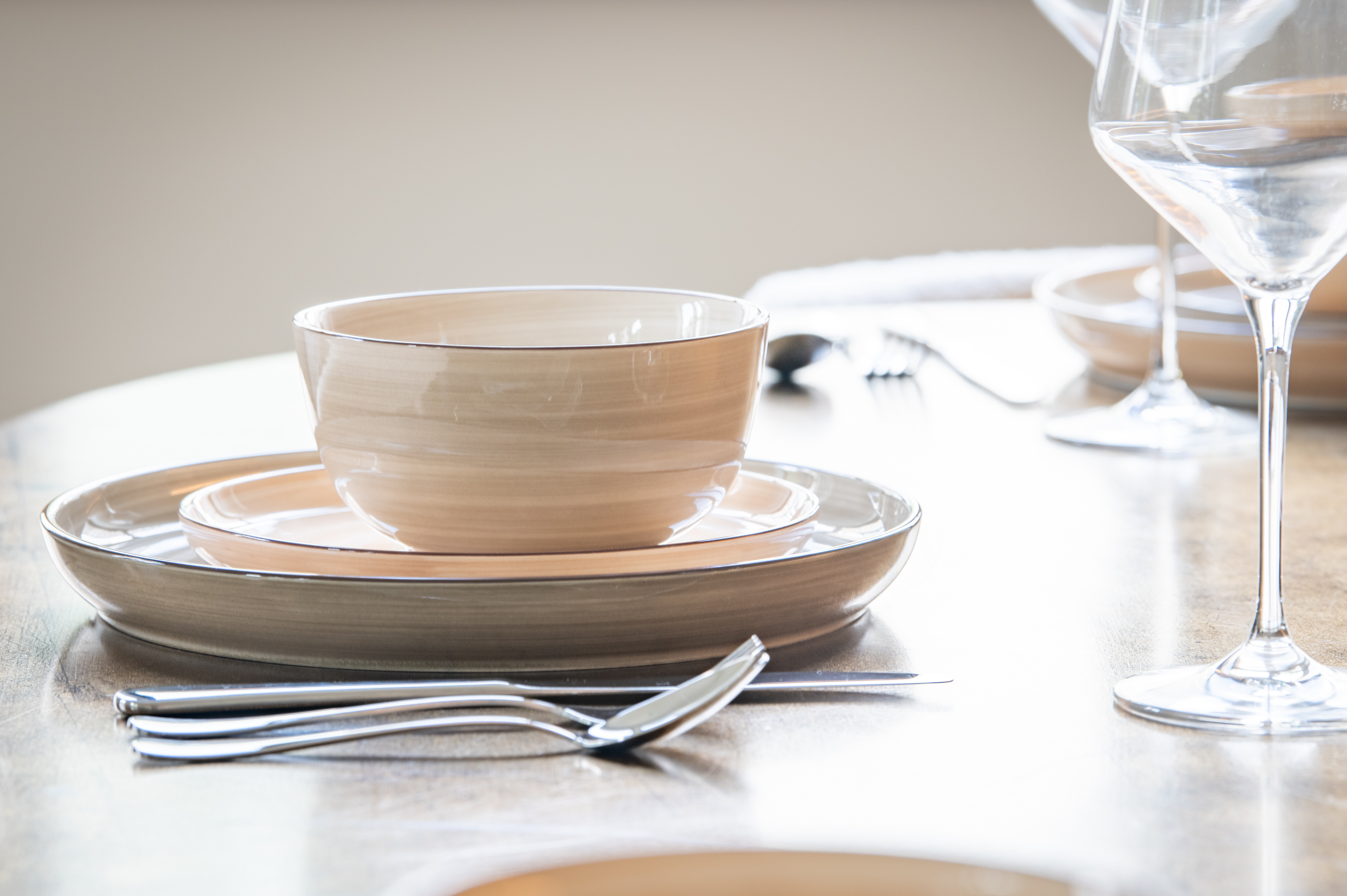Table setting ready for a shared meal together