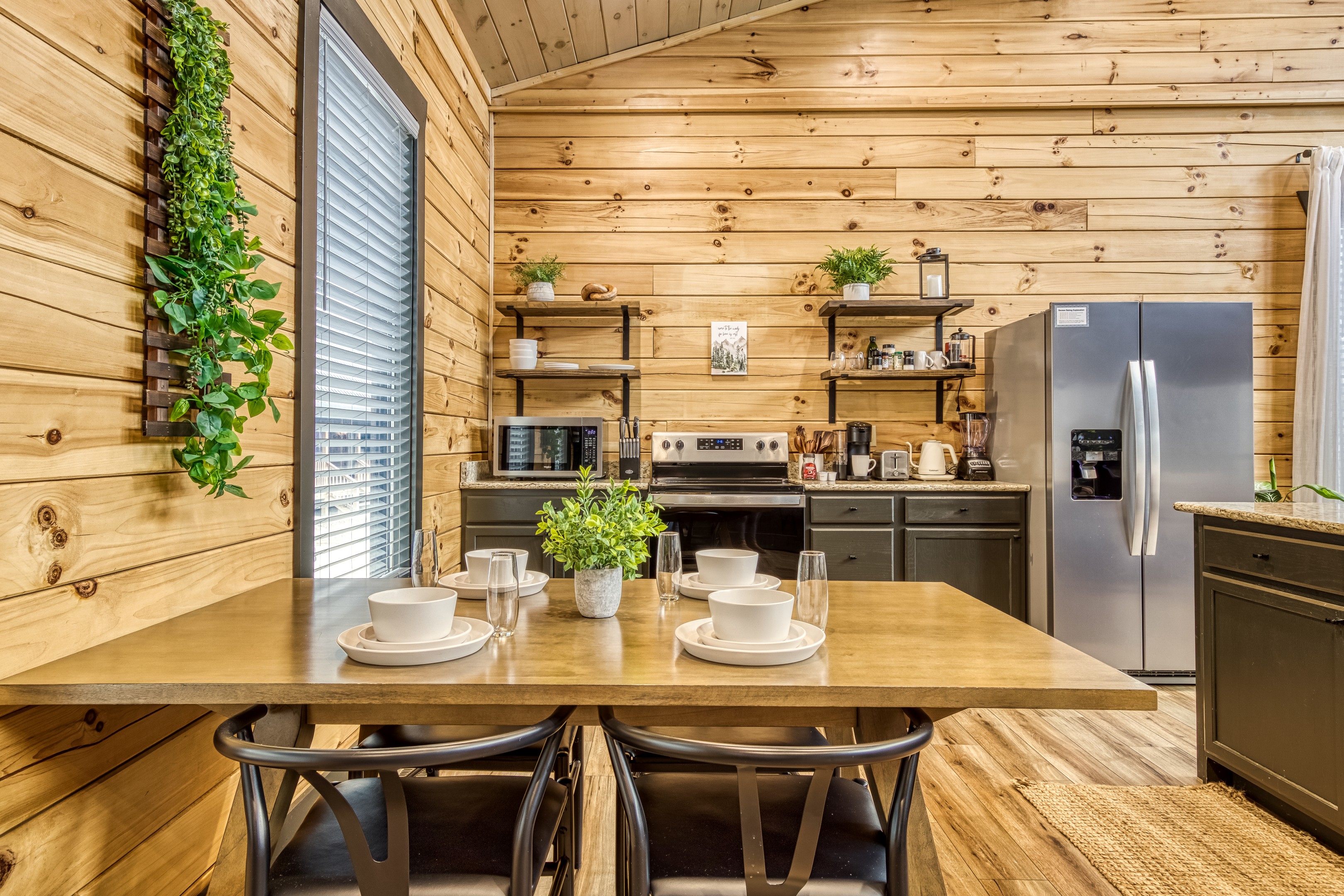 A charming kitchen corner stocked with everything you need for slow mornings and shared meals