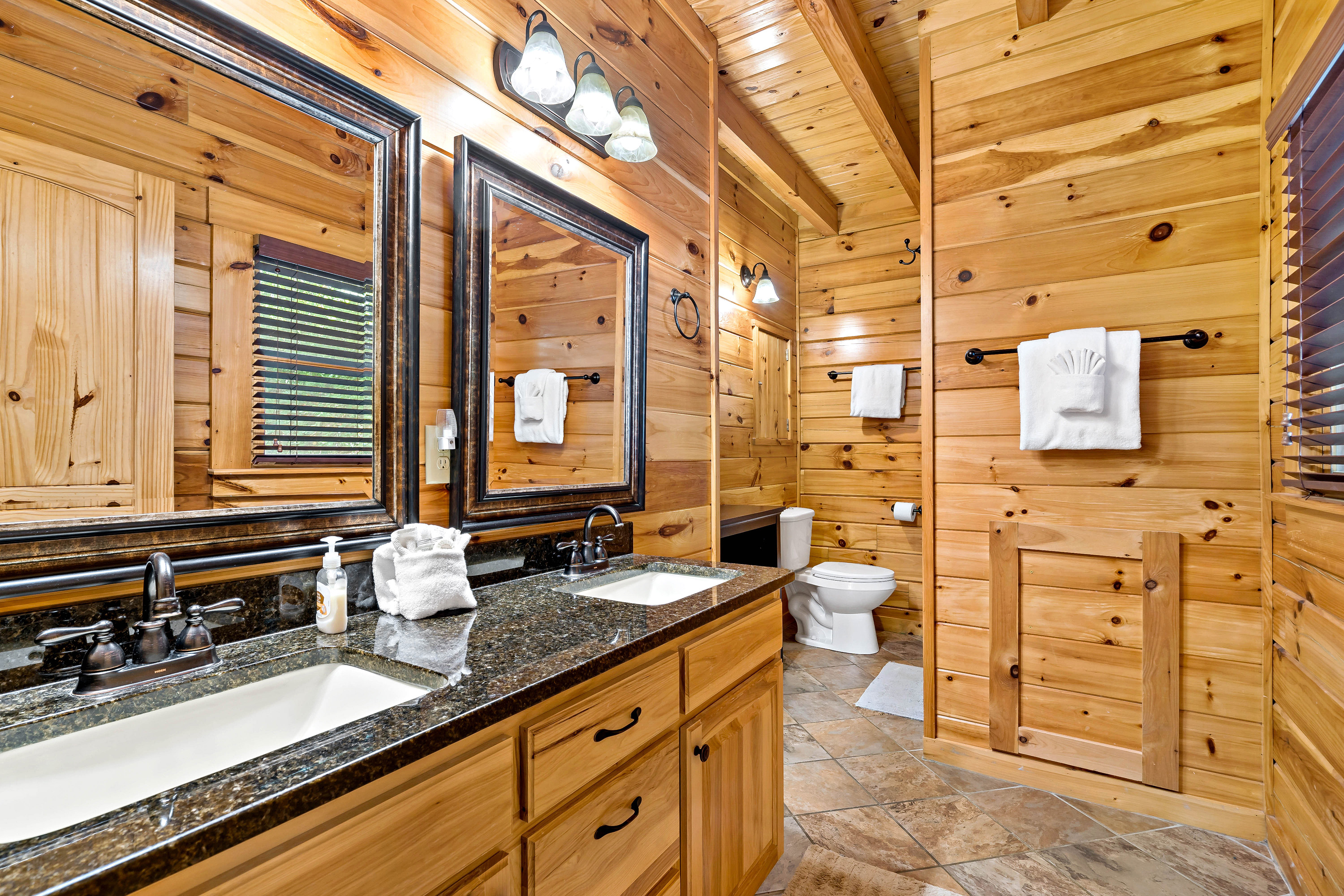 Master bathroom with double vanity 