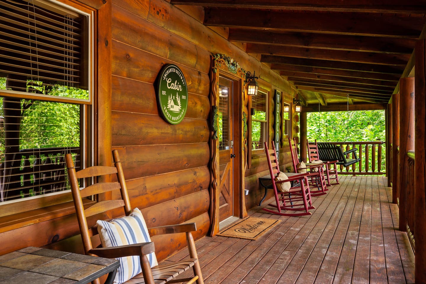 Relax on the rocking chairs on the front porch.