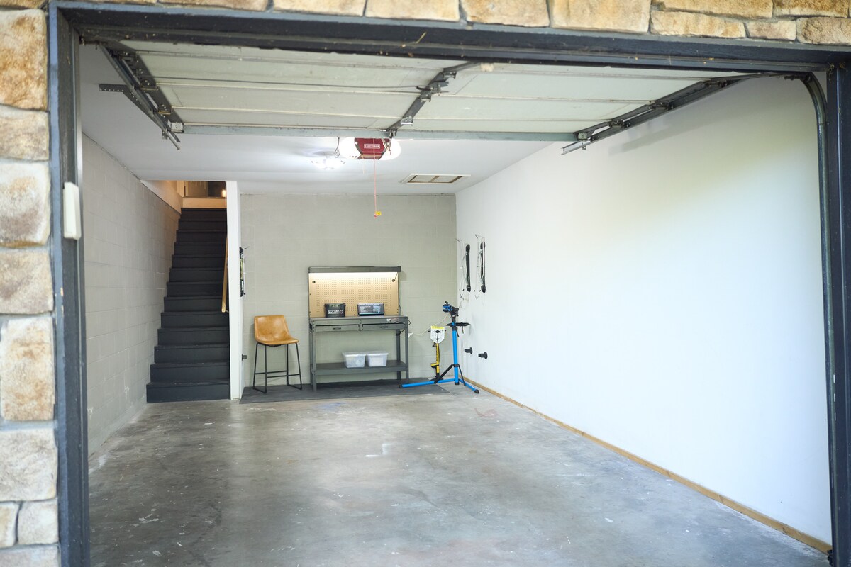 Additional garage space with plenty of room for bikes, gear, or vehicles.