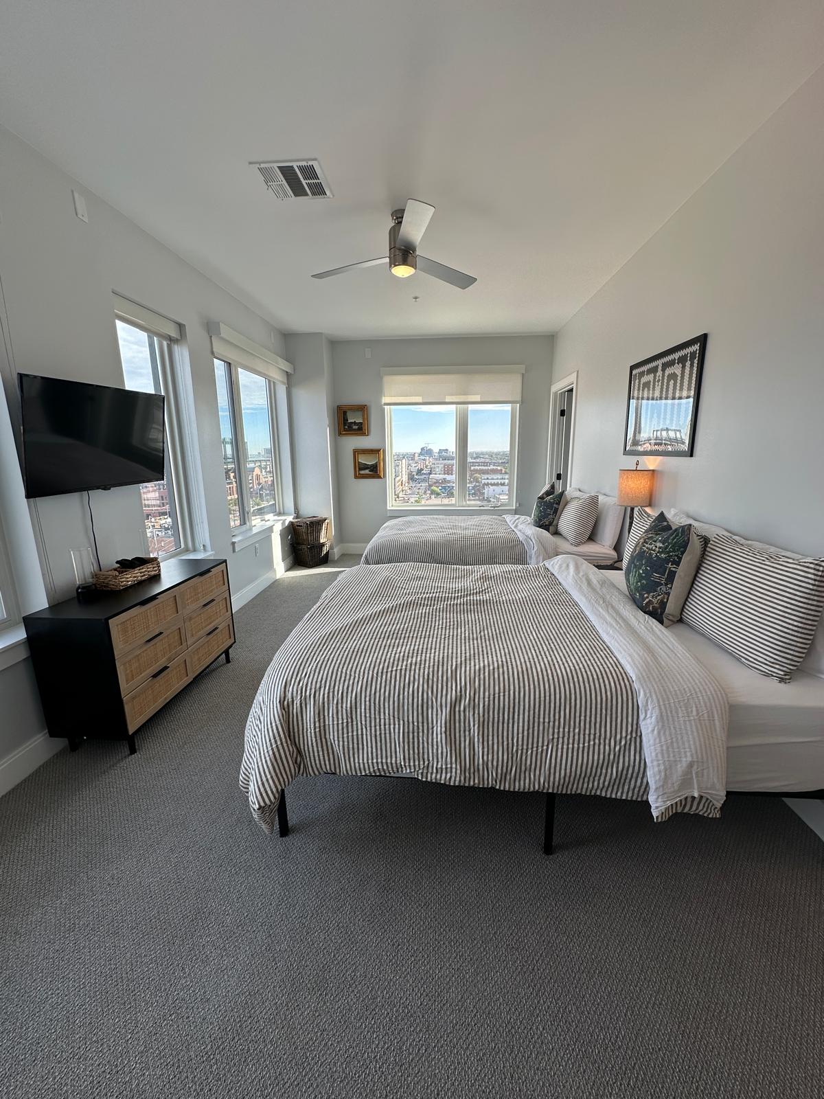 Dual Queen Beds in Second Bedroom with Corner Views