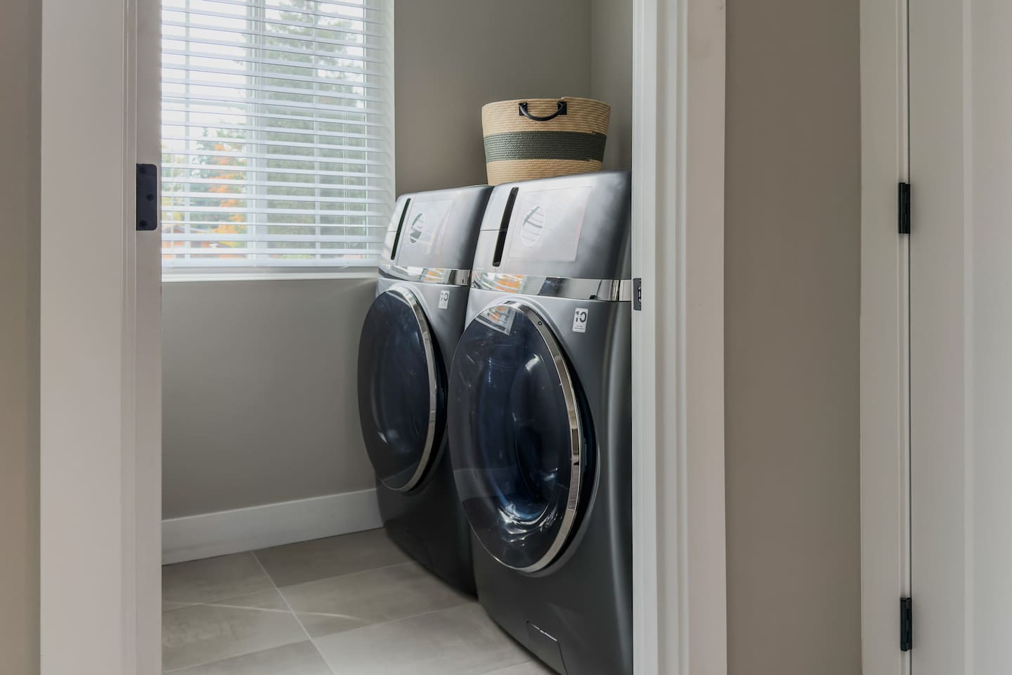 Two GE all-in-one washer dryers so laundry is fast and easy