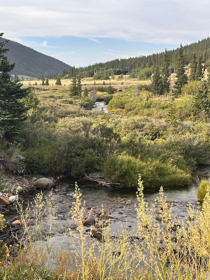 Walk along the river directly in front of the cabin.
