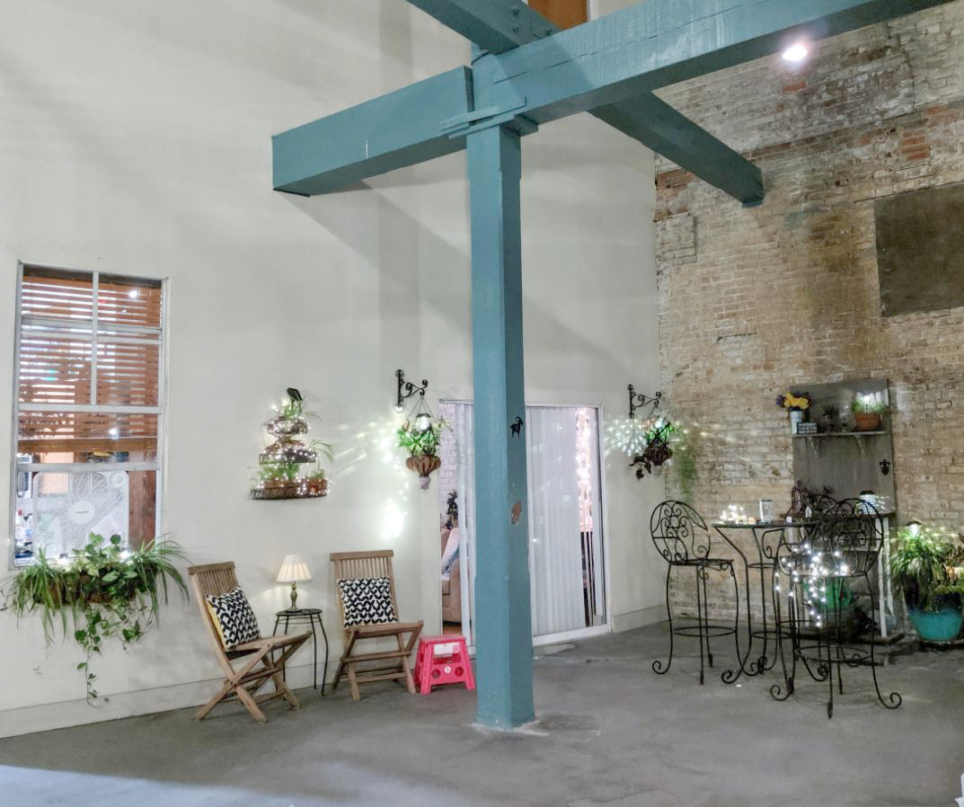 Left side of the patio