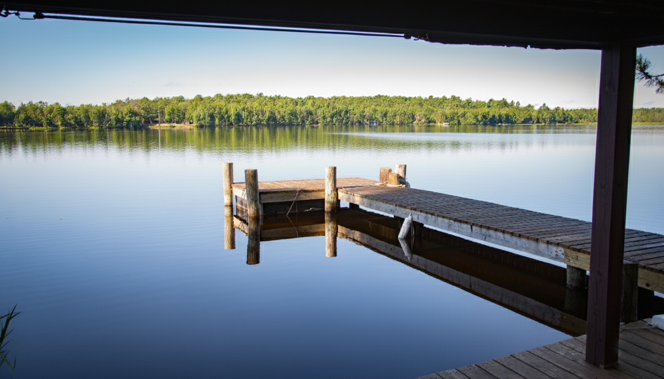 Private dock on the serene Lake Diamond