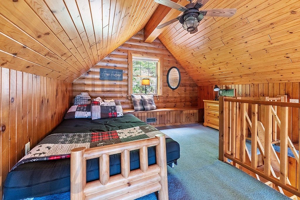 Up the ladder and into the loft for a bonus sleeping area with futon