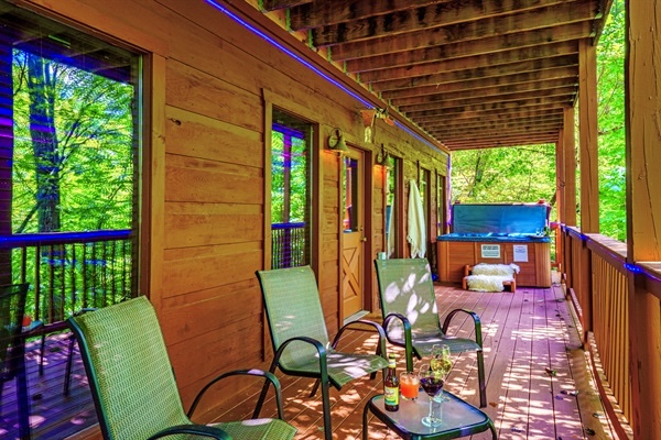 Hot tub outside game room, downstairs patio