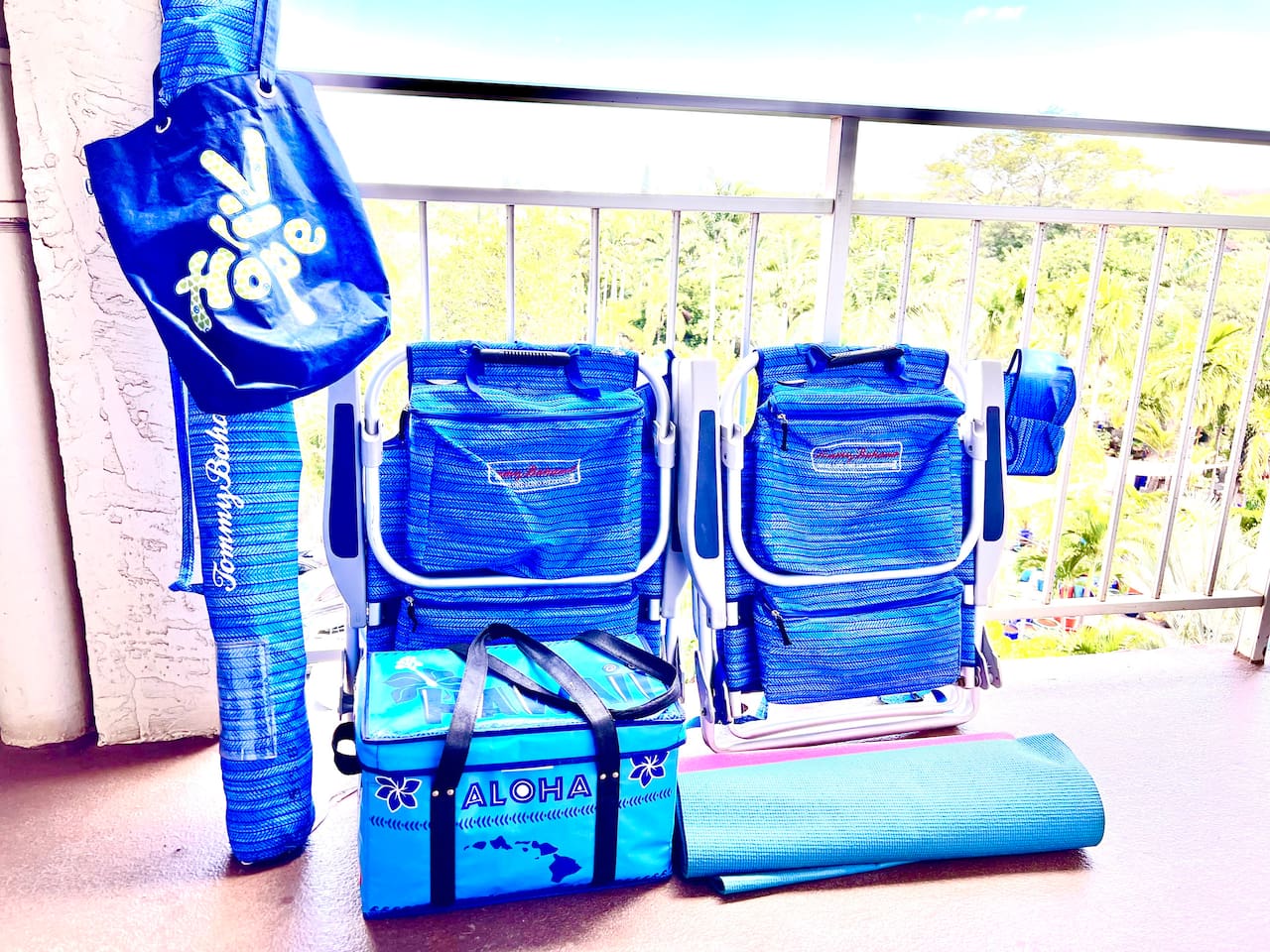 We provide beach chairs, beach umbrella, cooler, beach bag, and yoga mats.