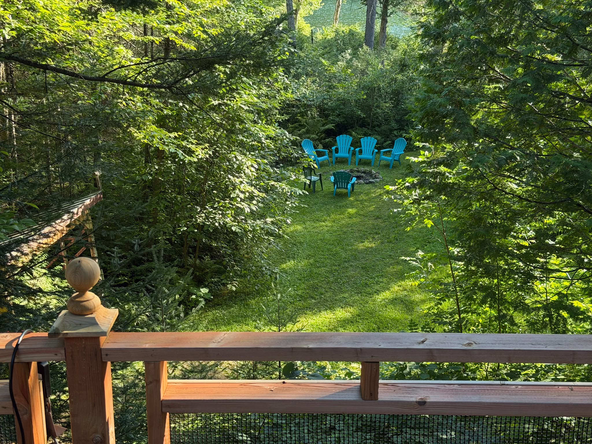 Fire pit as seen from cottage deck