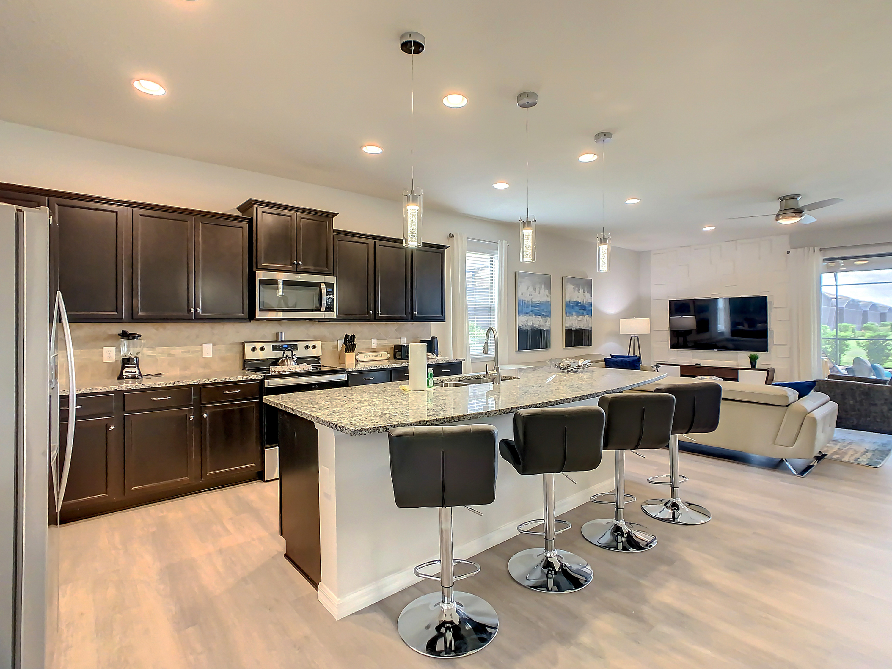 Breakfast Counter And Full Modern Kitchen