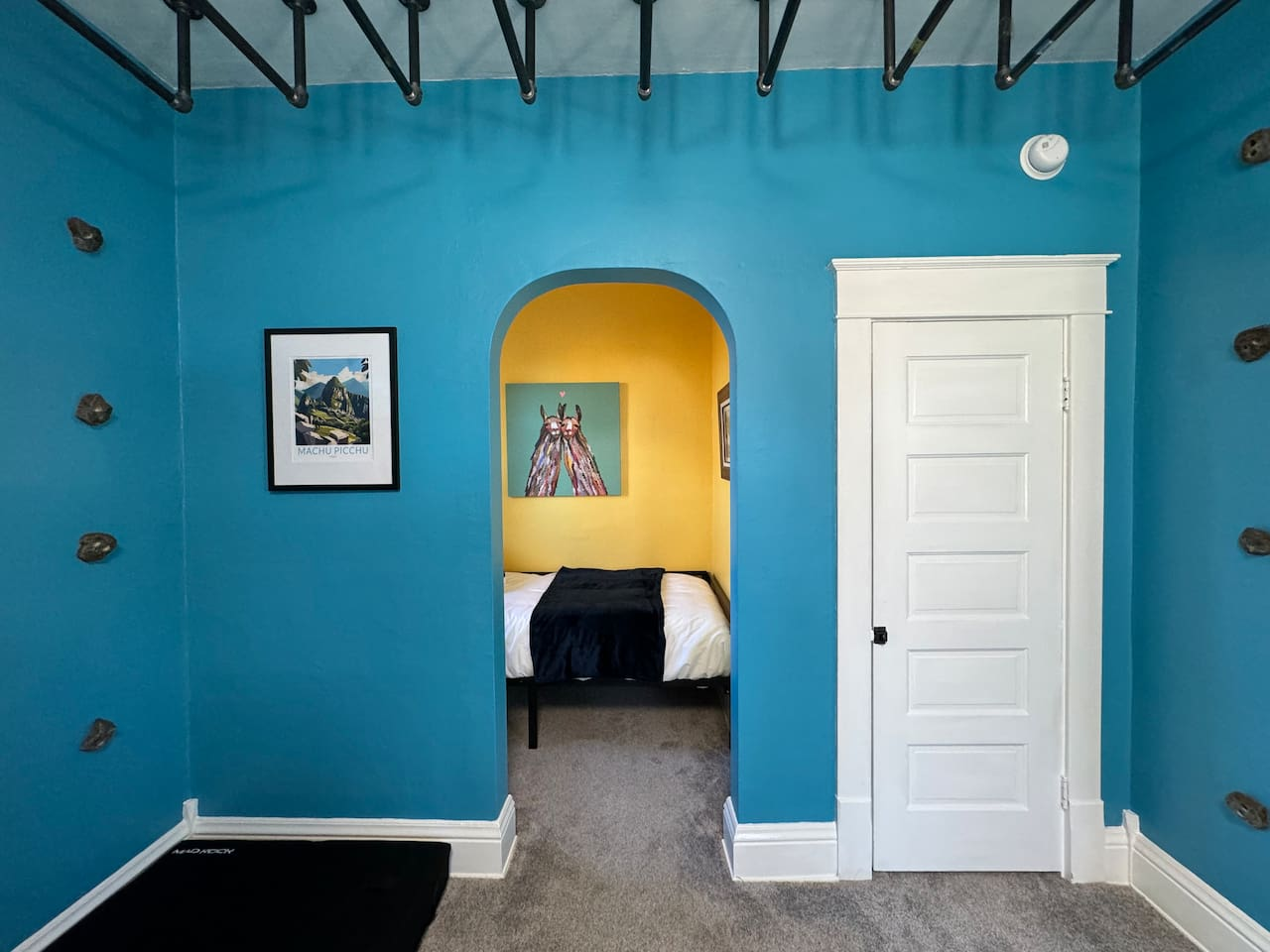 A quick bouldering expedition up the climbing walls and a swing on the monkey bars will tire you out before bed. All posted rules must be read and adhered to by all guest. Crash pads are provided & must be used by all guests using the climbing wall.