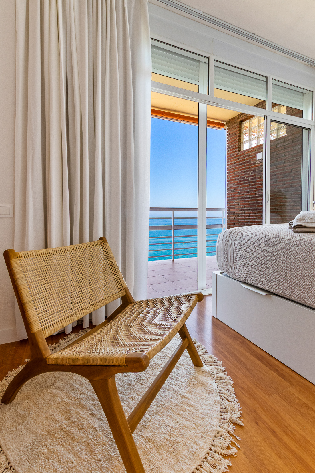 Quiet reading corner beside the sea-view balcony.
