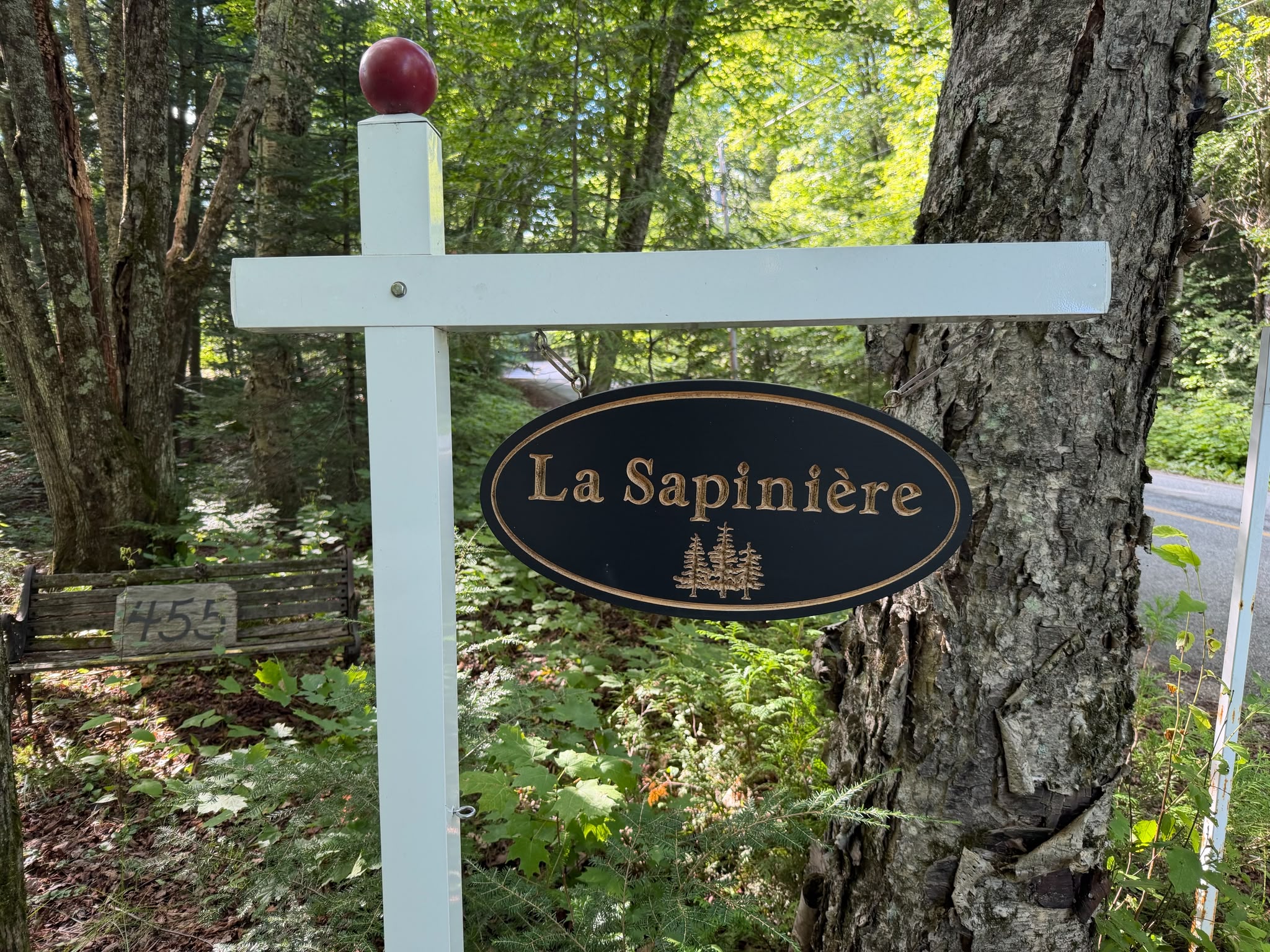 La Sapinière sign at end of cottage driveway