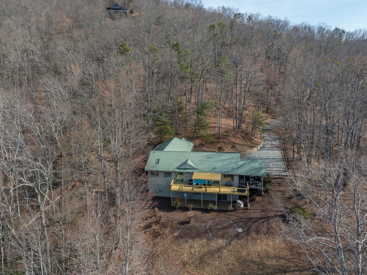Upper drone view of the home