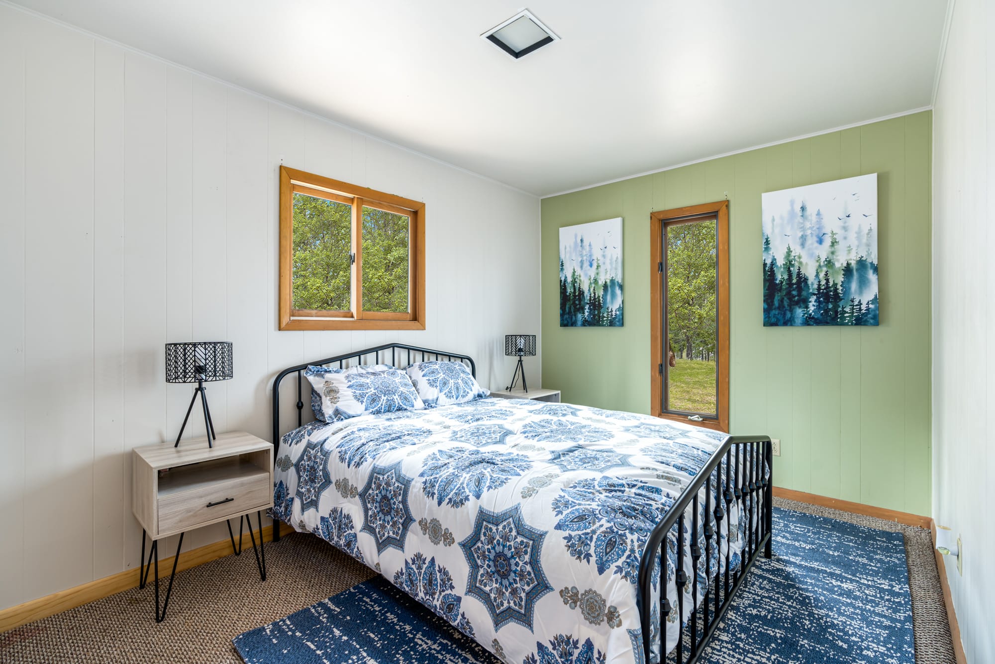 This bedroom has a Queen bed. It is connected to a half bath. All the bedrooms will be upgraded with fresh paint and beautiful linens. Get ready for a restful night's sleep.