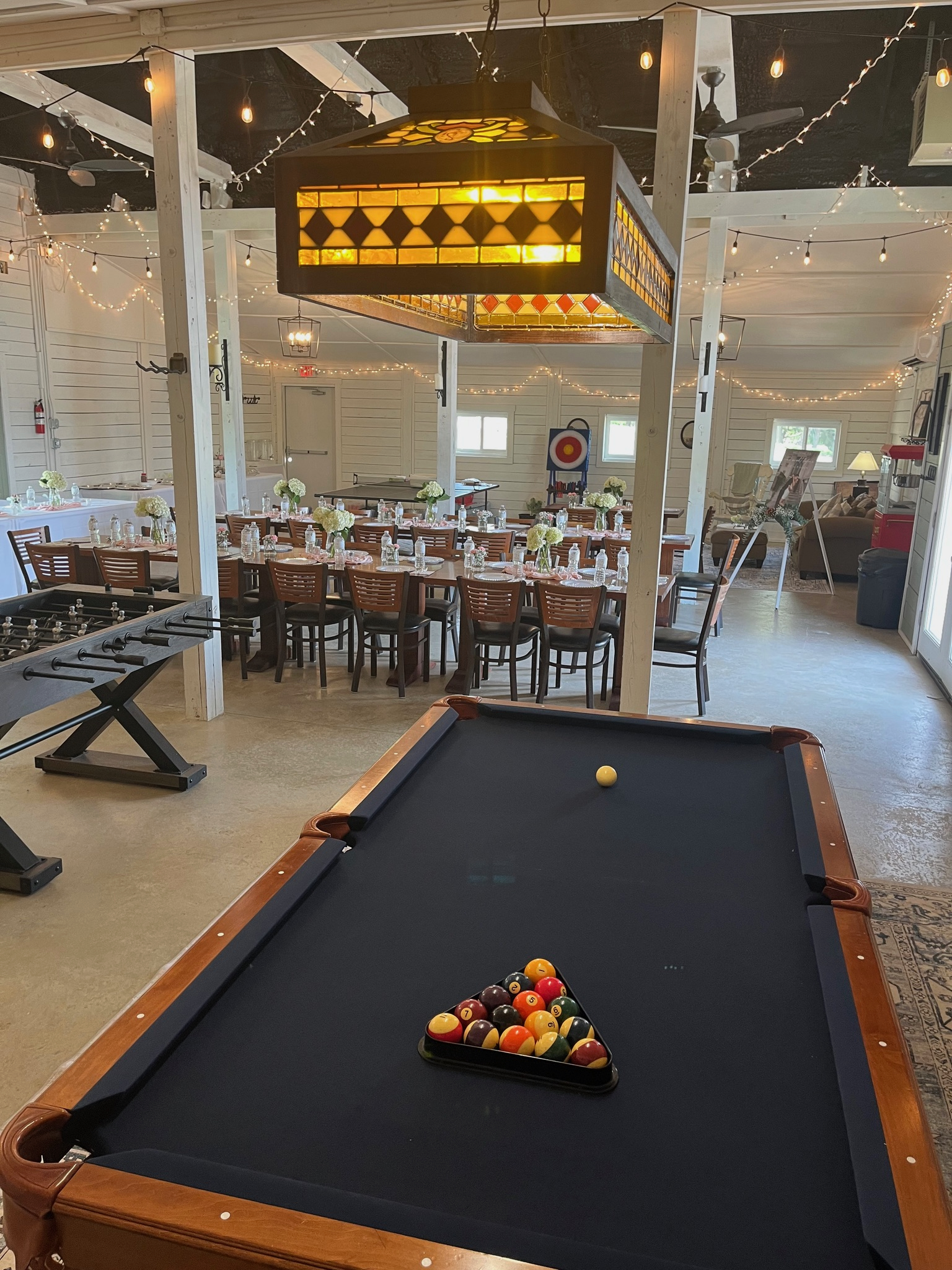 Climate controlled Game Barn - escape the cold, heat, or rain for anytime fun!