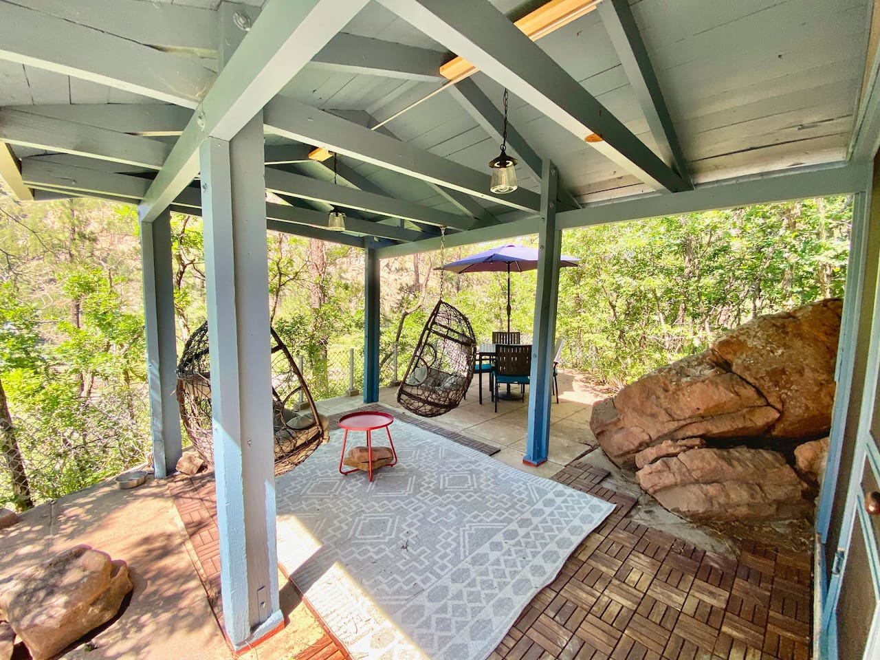 Gazebo and eating area which is on a cliffside overlooking the Beulah Hill.