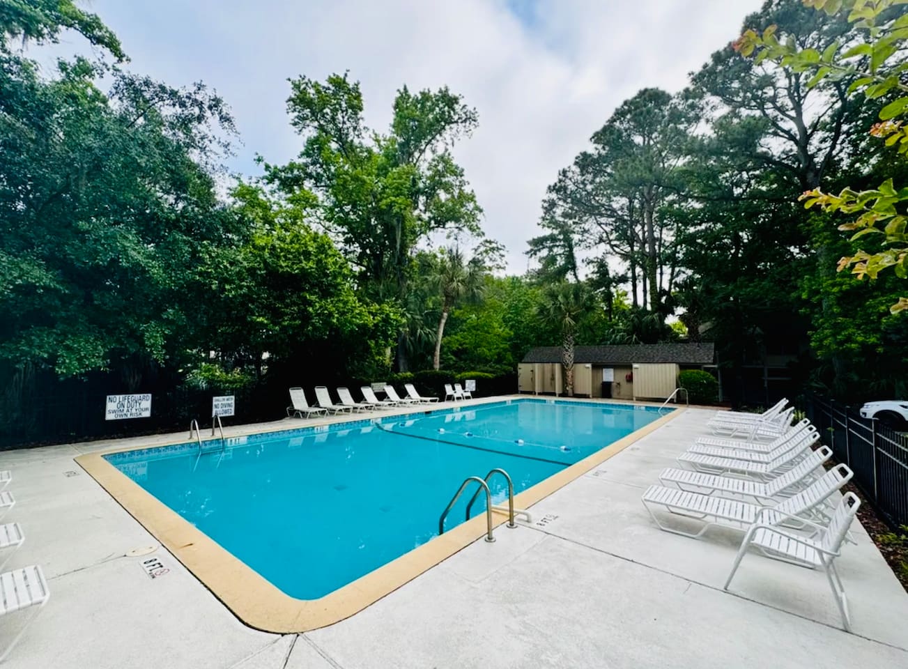 Community pool among the trees