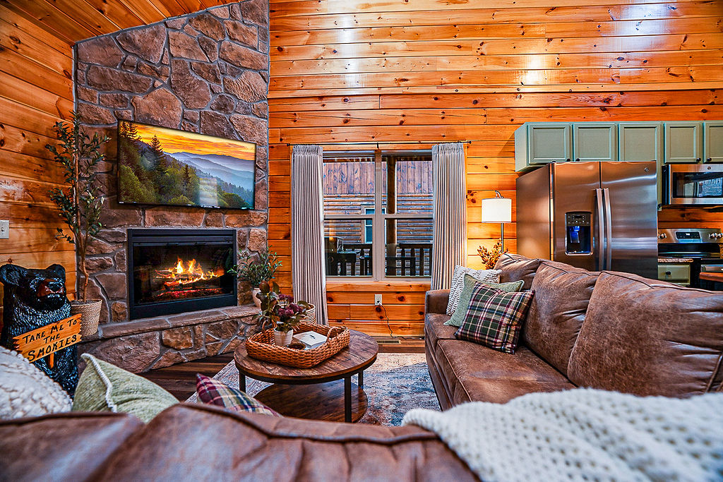 Cozy up by the fire, stream your favorite movie or enjoy quality time with your family in ther heart of the cabin.