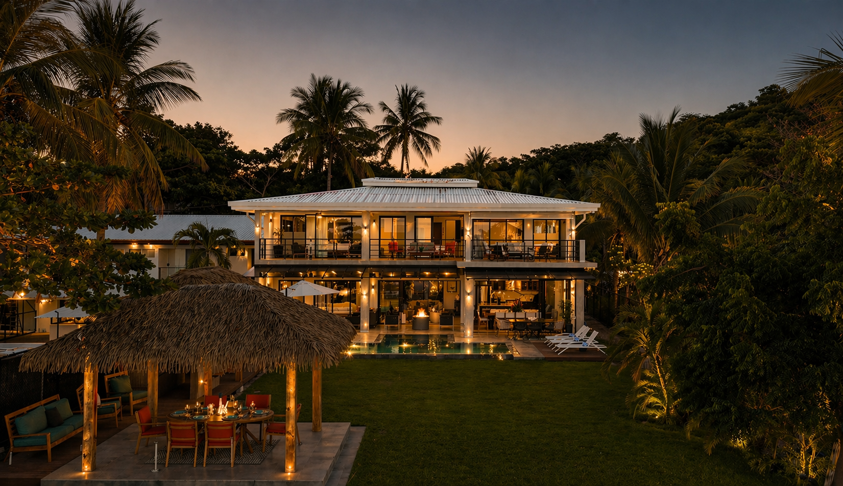 Villa at sunset.