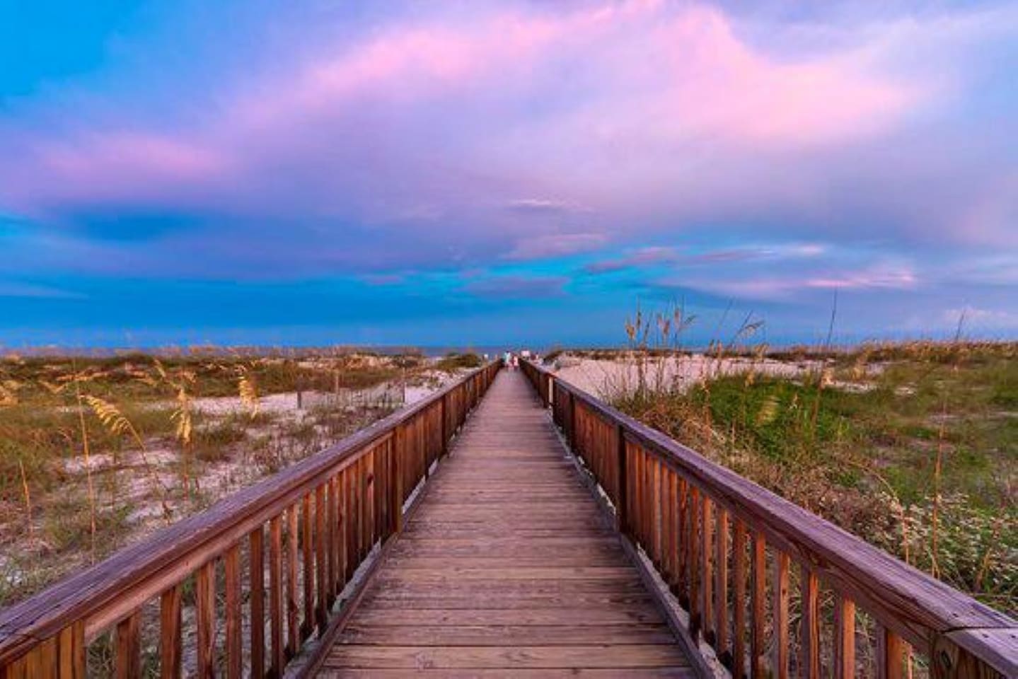 Beach boardwalk at sunset