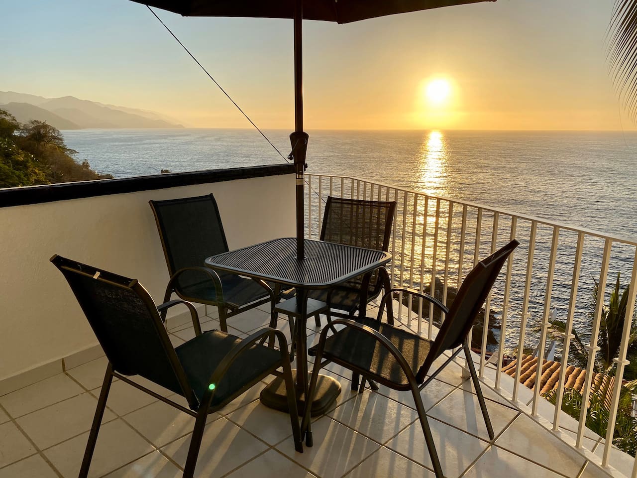Outdoor balcony seating to enjoy the amazing sunset