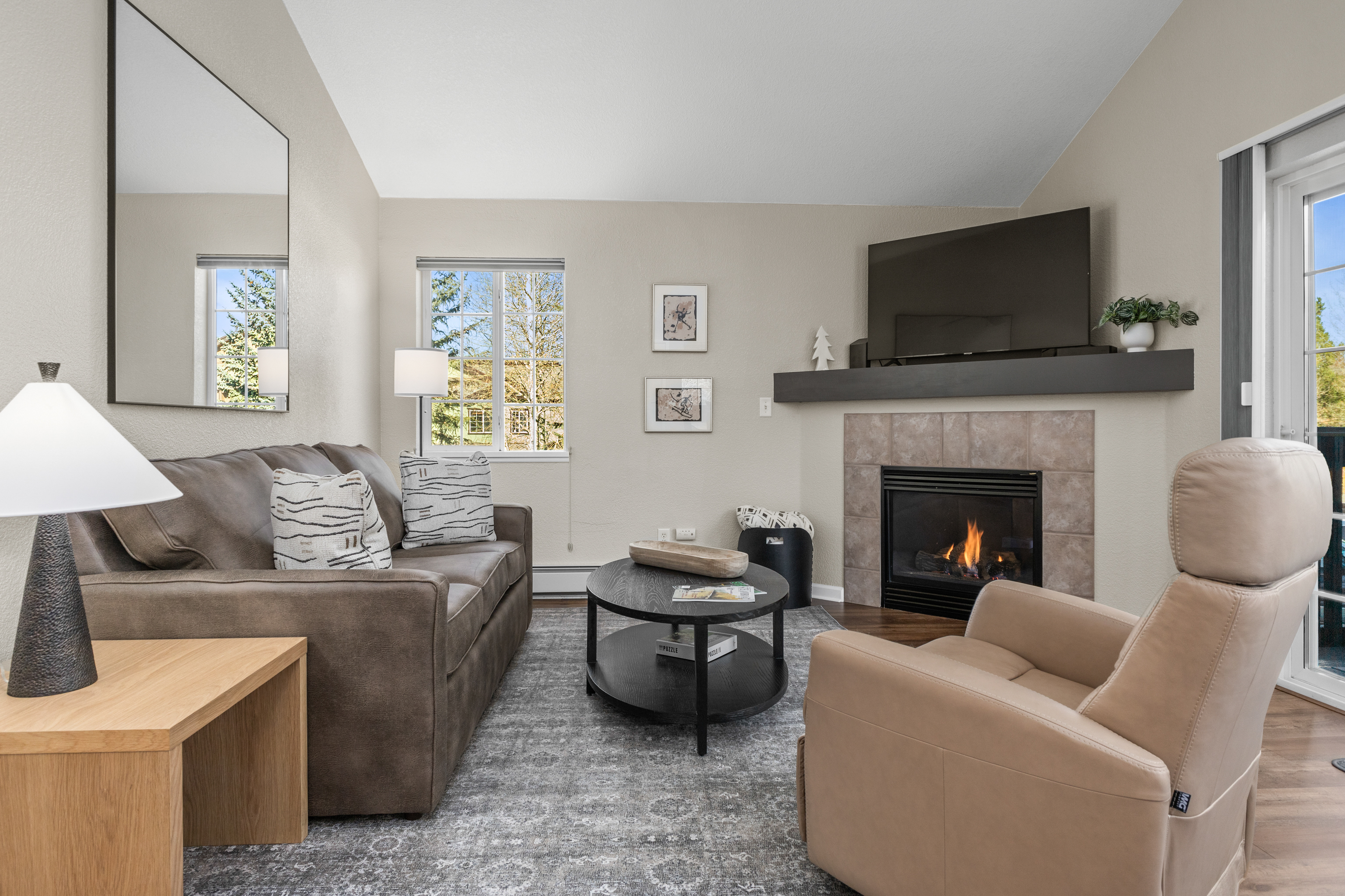 Spacious Living Room | Fireplace