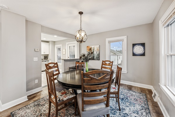 Dining room looking into our open kitchen.