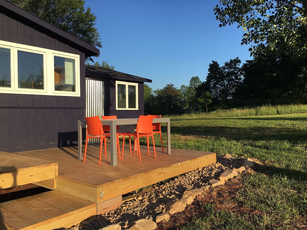 Back deck eating area.  Sunset dining at its finest.....
