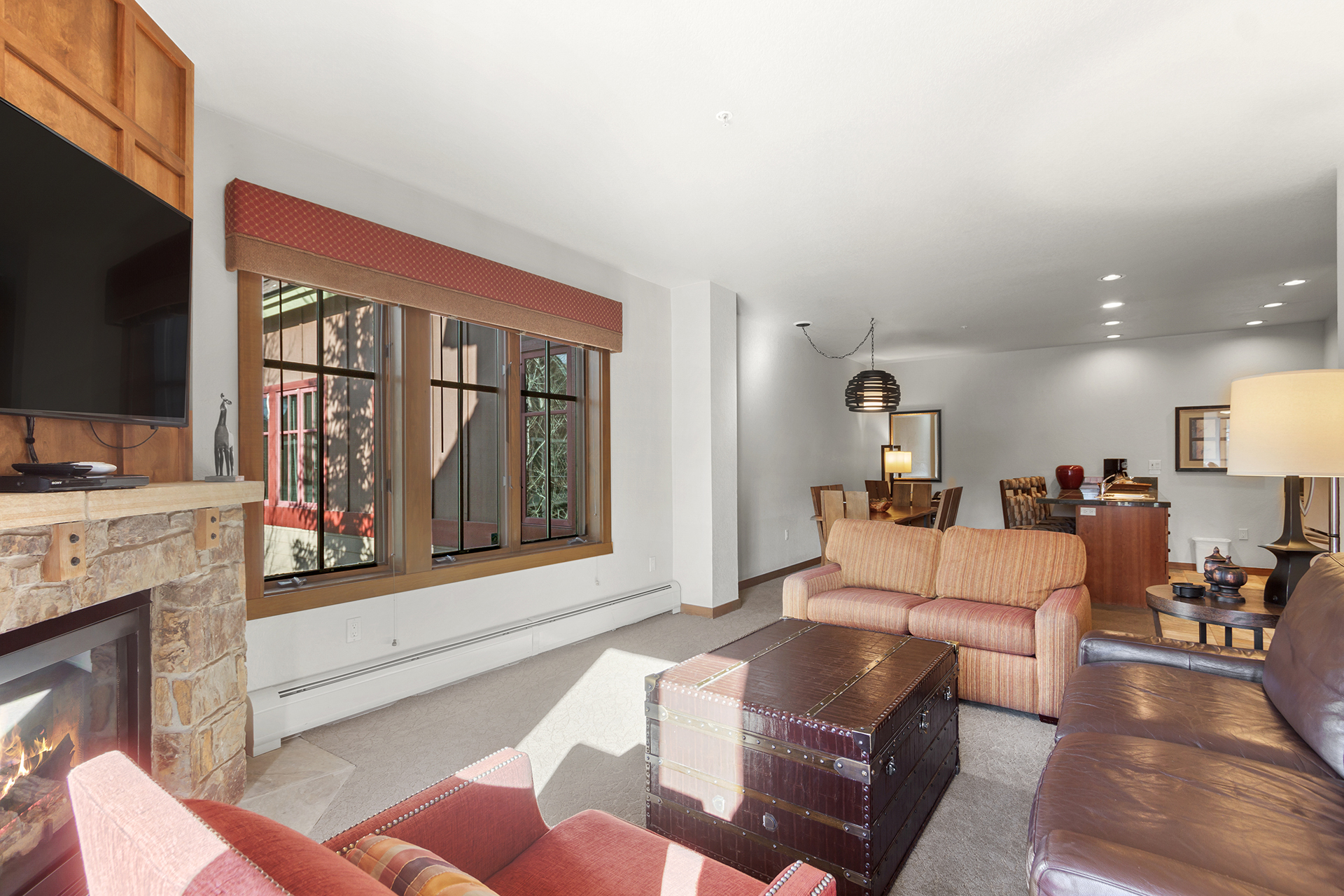 Living room view to dining
